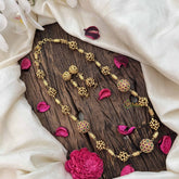 Vriksham Elegant Antique Gold Ball With Green Emerald & Red Ruby Circle Beaded Neckpiece-G20666